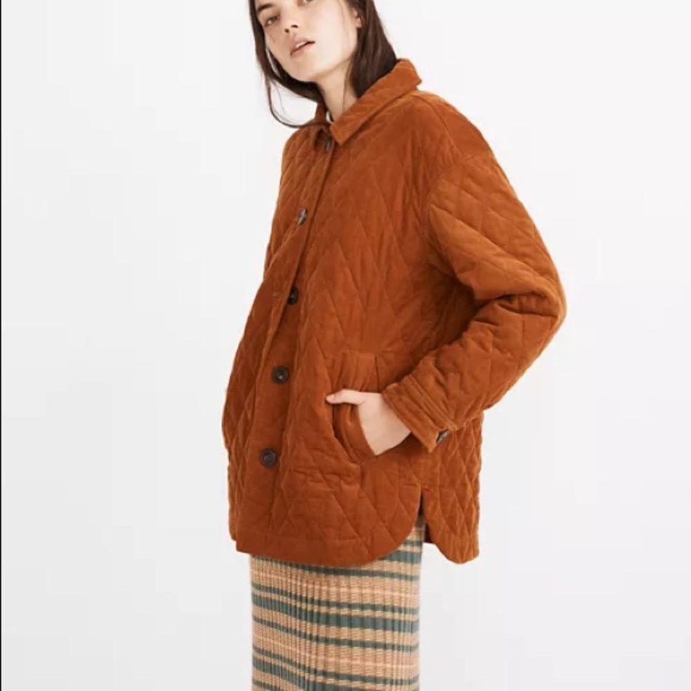 Orange madewell corduroy quilted coat